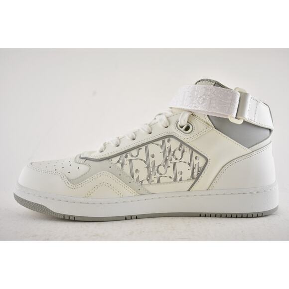 Dior Mens B27 Uptown White Grey Leather Oblique High Top Trainer Sneakers 44 11 - Picture 8 of 12